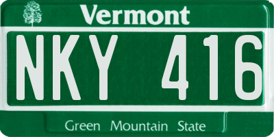 VT license plate NKY416