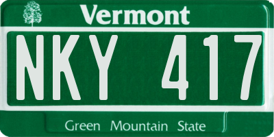 VT license plate NKY417