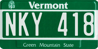VT license plate NKY418