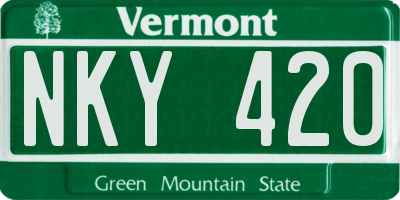 VT license plate NKY420