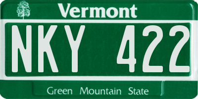VT license plate NKY422
