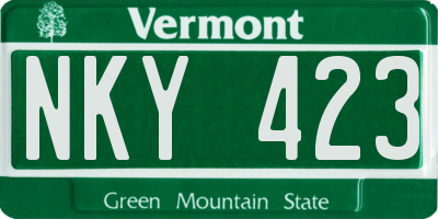 VT license plate NKY423
