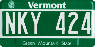 VT license plate NKY424