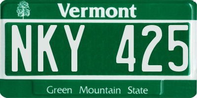VT license plate NKY425