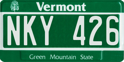 VT license plate NKY426
