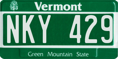 VT license plate NKY429