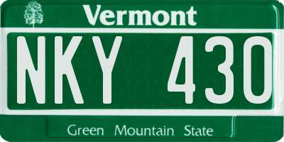 VT license plate NKY430