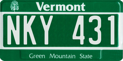 VT license plate NKY431