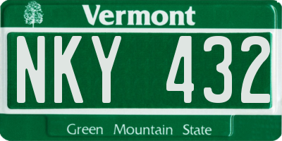 VT license plate NKY432