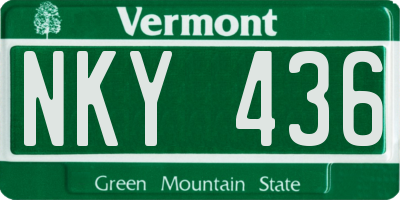 VT license plate NKY436