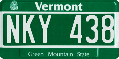 VT license plate NKY438