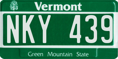 VT license plate NKY439