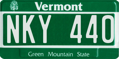 VT license plate NKY440
