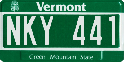 VT license plate NKY441