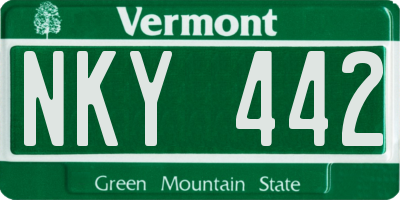 VT license plate NKY442