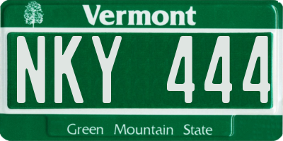 VT license plate NKY444