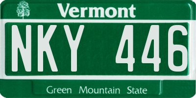 VT license plate NKY446