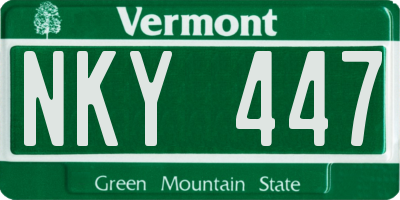 VT license plate NKY447