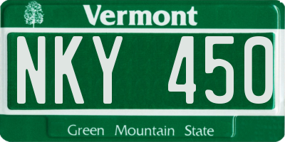 VT license plate NKY450