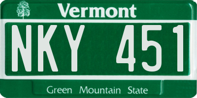 VT license plate NKY451