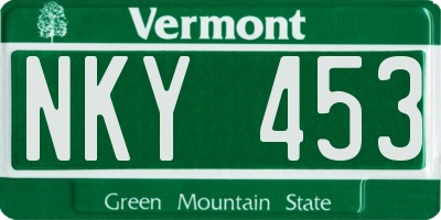 VT license plate NKY453