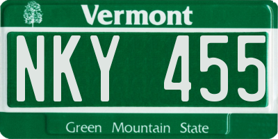 VT license plate NKY455