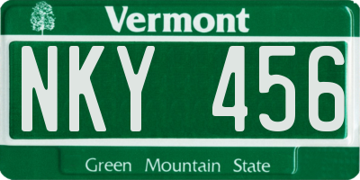 VT license plate NKY456