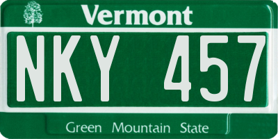 VT license plate NKY457