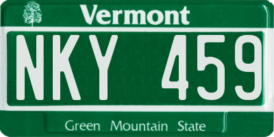 VT license plate NKY459