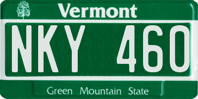 VT license plate NKY460