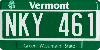 VT license plate NKY461