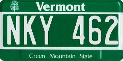 VT license plate NKY462
