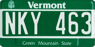 VT license plate NKY463