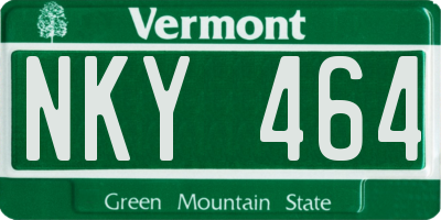 VT license plate NKY464