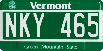 VT license plate NKY465