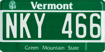 VT license plate NKY466