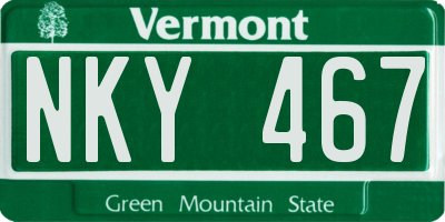 VT license plate NKY467