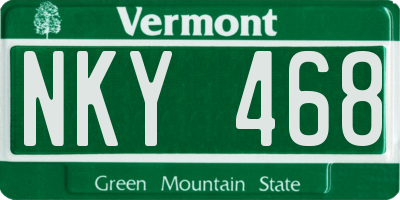 VT license plate NKY468
