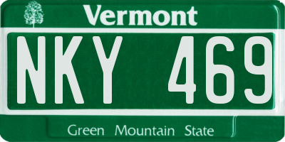 VT license plate NKY469
