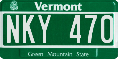 VT license plate NKY470