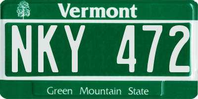 VT license plate NKY472