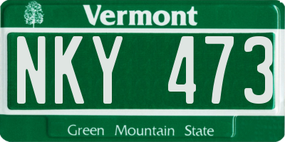 VT license plate NKY473