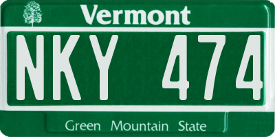 VT license plate NKY474