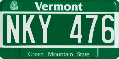 VT license plate NKY476