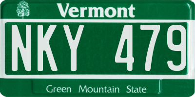 VT license plate NKY479
