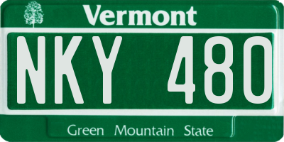 VT license plate NKY480