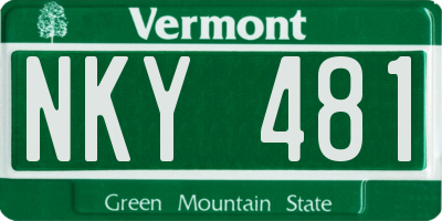 VT license plate NKY481