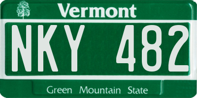 VT license plate NKY482