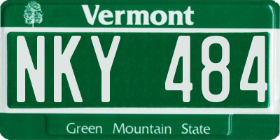 VT license plate NKY484