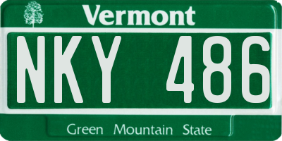 VT license plate NKY486